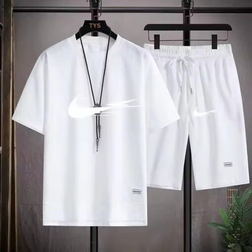 Autumn New Short Sleeved Summer Slim Quick Drying Sportswear Men's Set, With Short Sleeved Top, Sports available in all sizes - Image 2