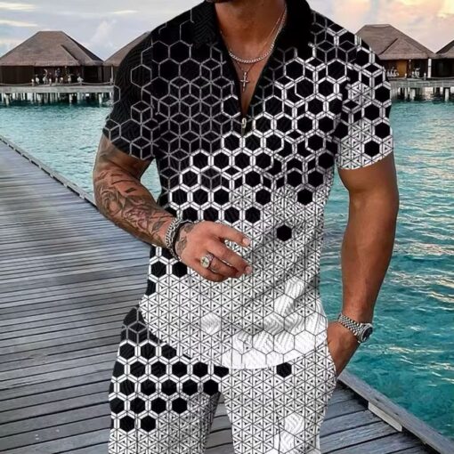 Casual Shirt New Men's Fashion Summer Shirt Shorts Set Printed available in all sizes - Image 4