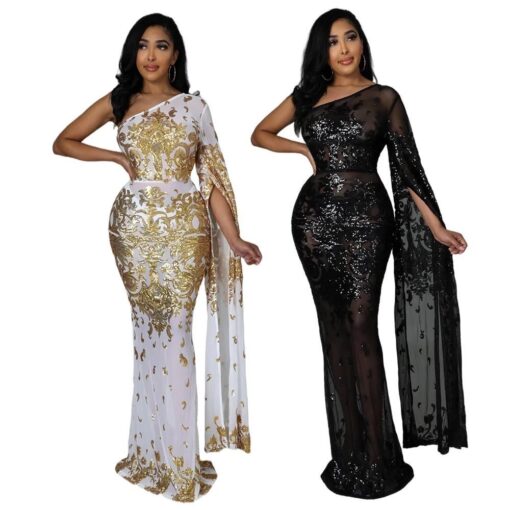 African New Design beautiful Color Beaded Bodycon Evening Dinner Party Dress for Women