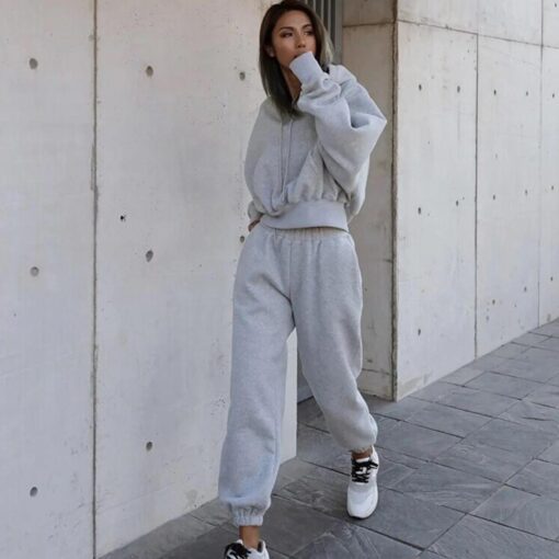 2 Piece Long Sleeve Joggers Thick Sweatpants Set