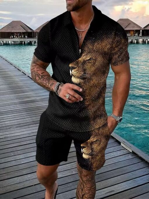 Casual Shirt New Men's Fashion Summer Shirt Shorts Set Printed available in all sizes - Image 2