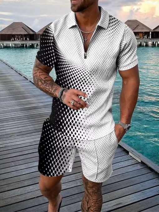 Casual Shirt New Men's Fashion Summer Shirt Shorts Set Printed available in all sizes - Image 3