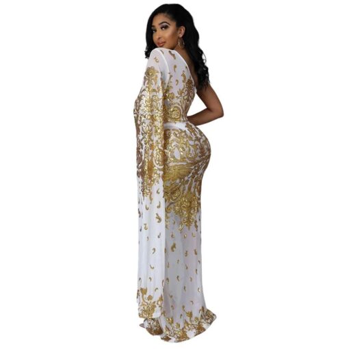 African New Design beautiful Color Beaded Bodycon Evening Dinner Party Dress for Women - Image 2