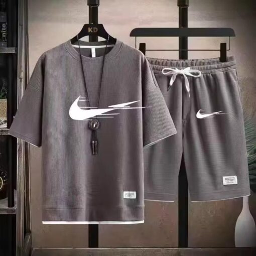 Autumn New Short Sleeved Summer Slim Quick Drying Sportswear Men's Set, With Short Sleeved Top, Sports available in all sizes - Image 3