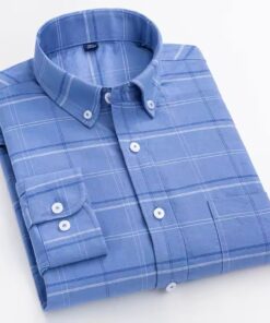 S-4XL New Non Ironing Men's Shirt Fashion and Casual Versatile Cotton Oxford Spinning Long Sleeved Shirt