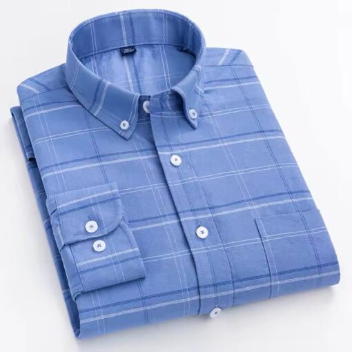 S-4XL New Non Ironing Men's Shirt Fashion and Casual Versatile Cotton Oxford Spinning Long Sleeved Shirt